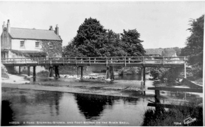 River Skell, ford, footbridge and stepping stones