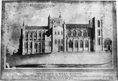 Ripon Cathedral, Etching of north view of Ripon Minster