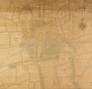 Historic map of Newborough 1744