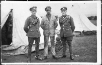 3 soldiers in front of bell tents, Ripon Army Camp