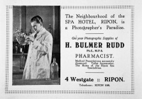 Advert for Bulmer Rudd's Pharmacy and Photographic supplies
