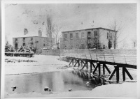 Alma Bridge and Skellfield School in winter