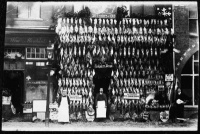 Joseph Winsor outside his Fish, Game and Poultry shop, North Street