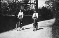 Two lady cyclists, Kirkby Malzeard, c.1917